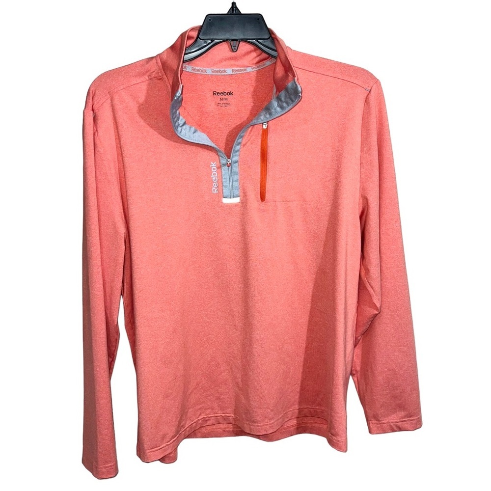 Reebok Athletic Top Women’s Size M Orange Quarter Zip Long Sleeve